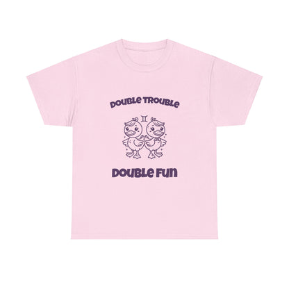 Double Trouble Double Fun Gemini Zodiac Tee