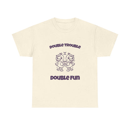 Double Trouble Double Fun Gemini Zodiac Tee