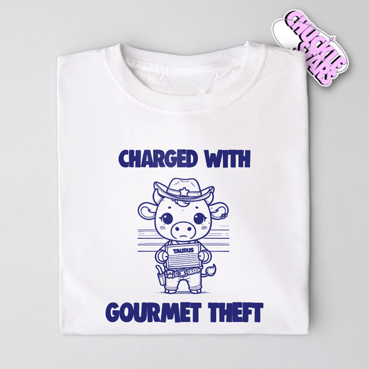 Charged With Gourmet Theft Taurus Zodiac Tee