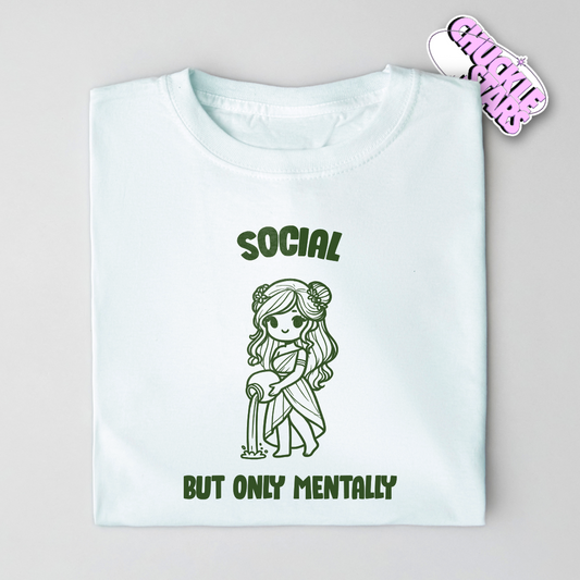 Social But Only Mentally Aquarius Zodiac Tee