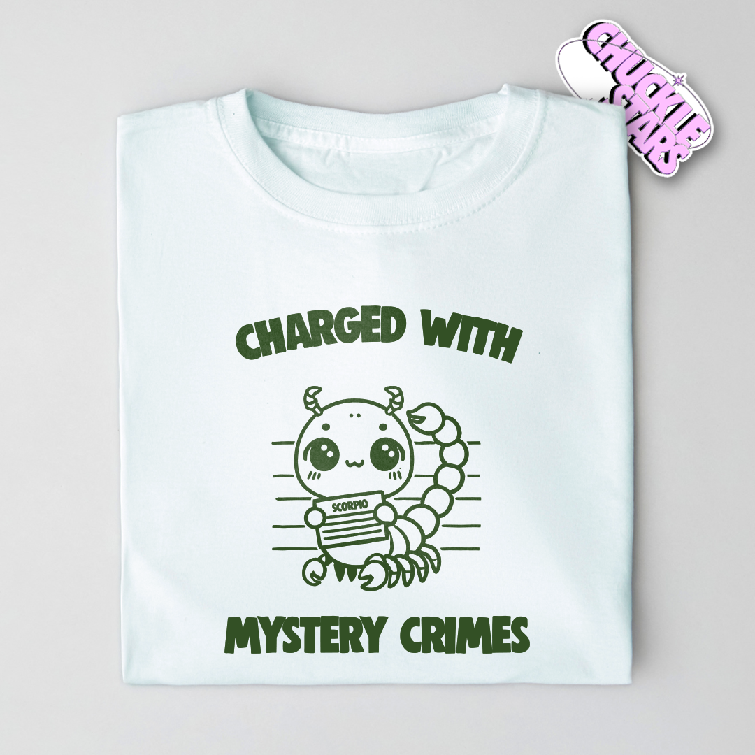 Charged With Mystery Crimes Scorpio Zodiac Tee