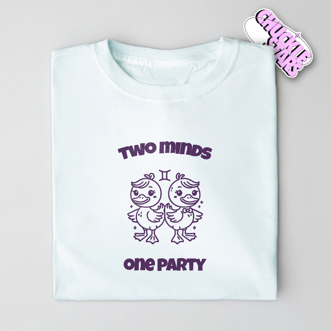 Two Minds One Party Gemini Zodiac Tee