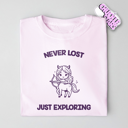 Never Lost Just Exploring Sagittarius Zodiac Tee