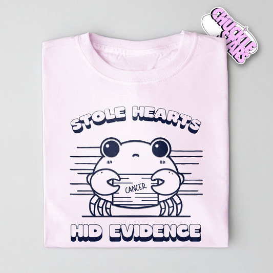 Stole Hearts Hid Evidence Cancer Zodiac Tee